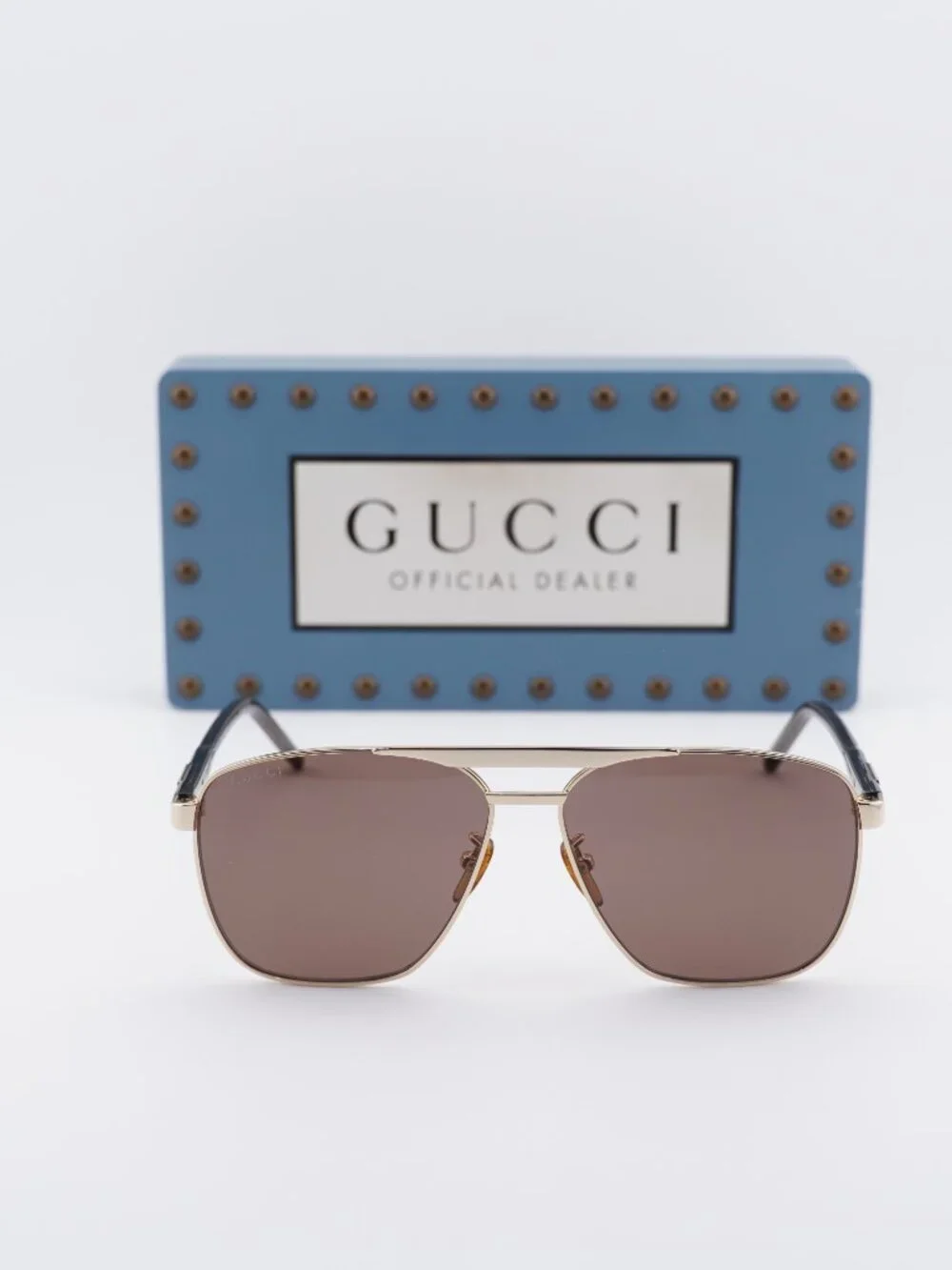 Gucci GG1164S 002 Aviator Sunglasses - Gold/ Brown